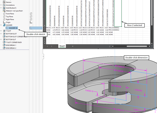 adding dimensions to design table